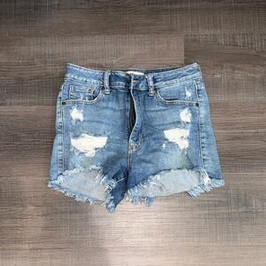 Just Black Distressed Light Blue Denim Cutoff Shorts